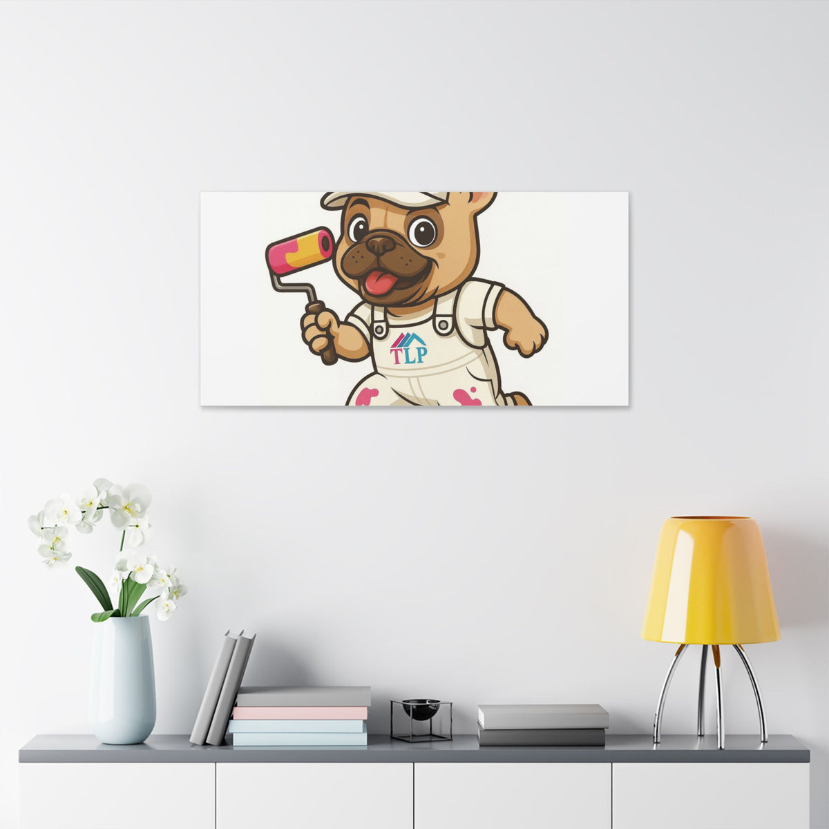 French Bulldog Painter Canvas - Cute Dog Art Stretched Wall Decor