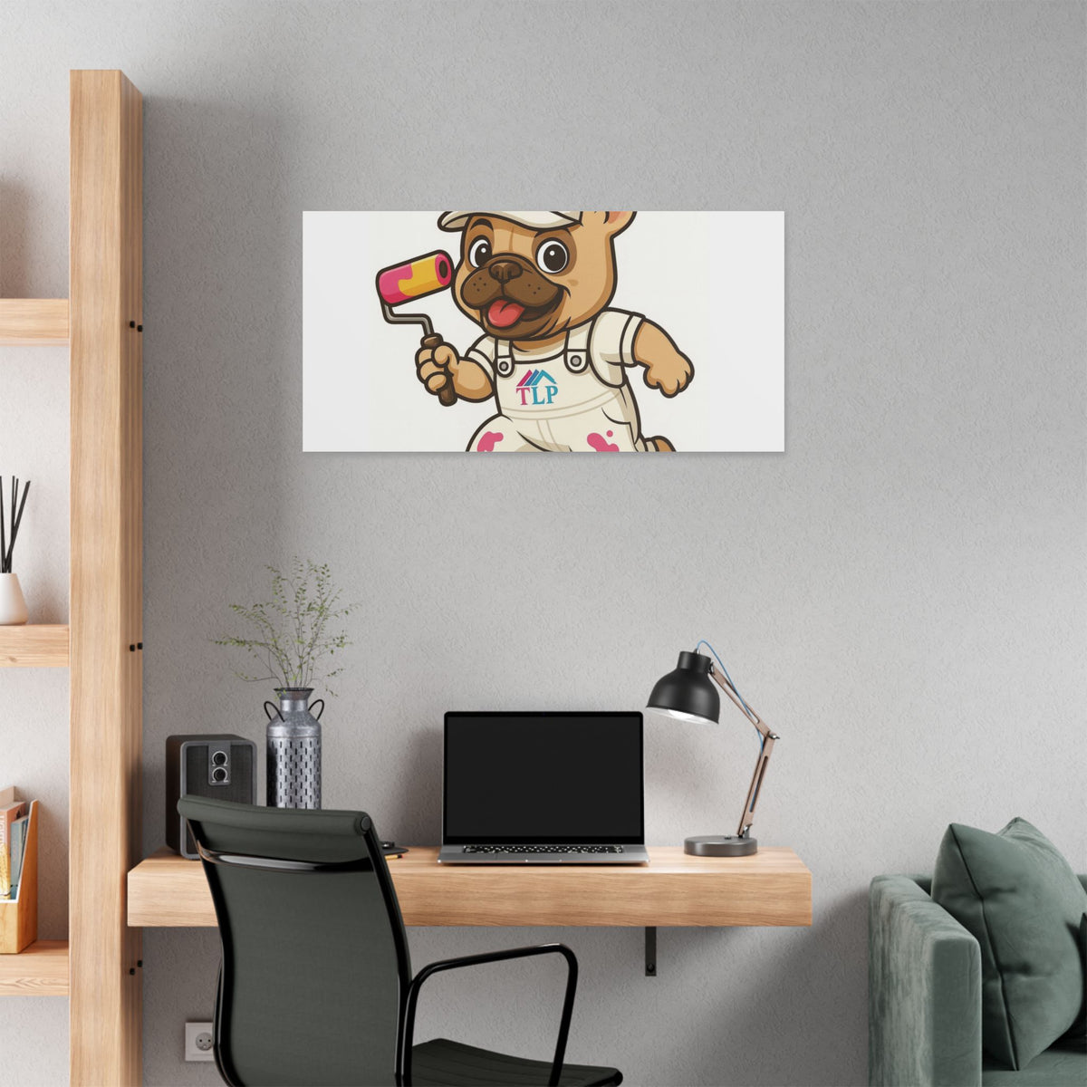 French Bulldog Painter Canvas - Cute Dog Art Stretched Wall Decor
