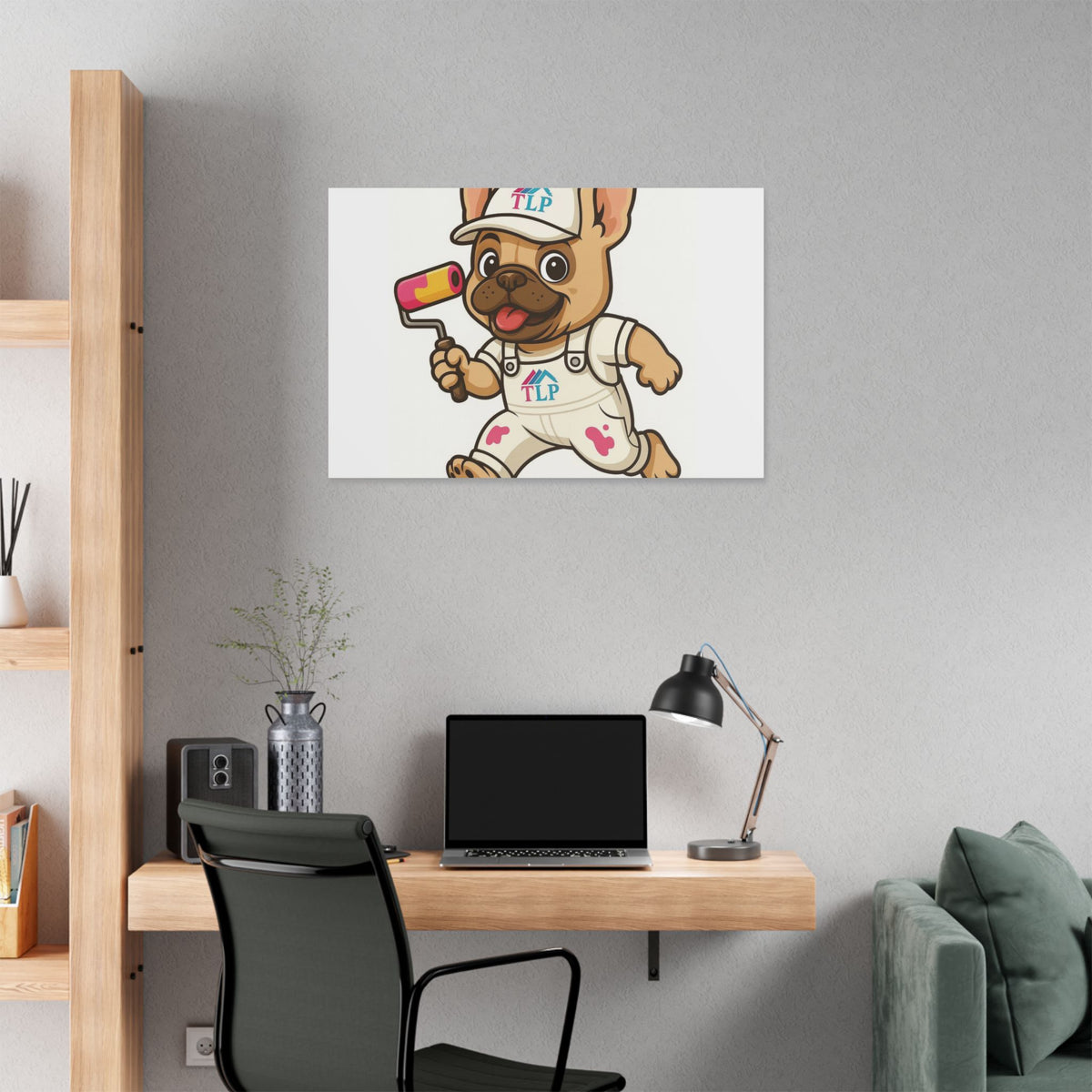 French Bulldog Painter Canvas - Cute Dog Art Stretched Wall Decor