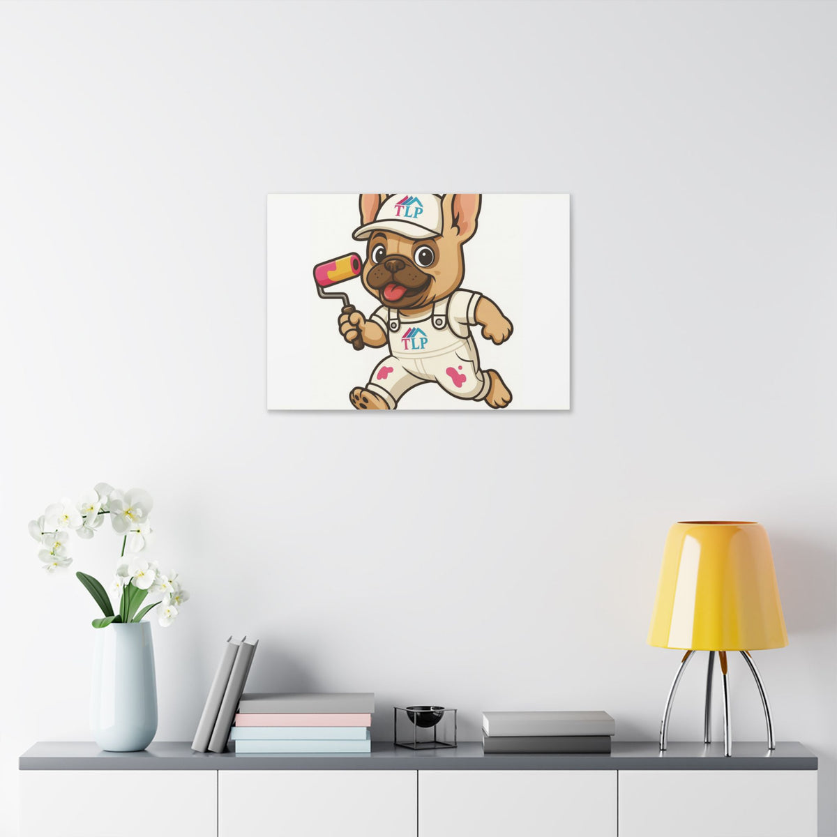French Bulldog Painter Canvas - Cute Dog Art Stretched Wall Decor