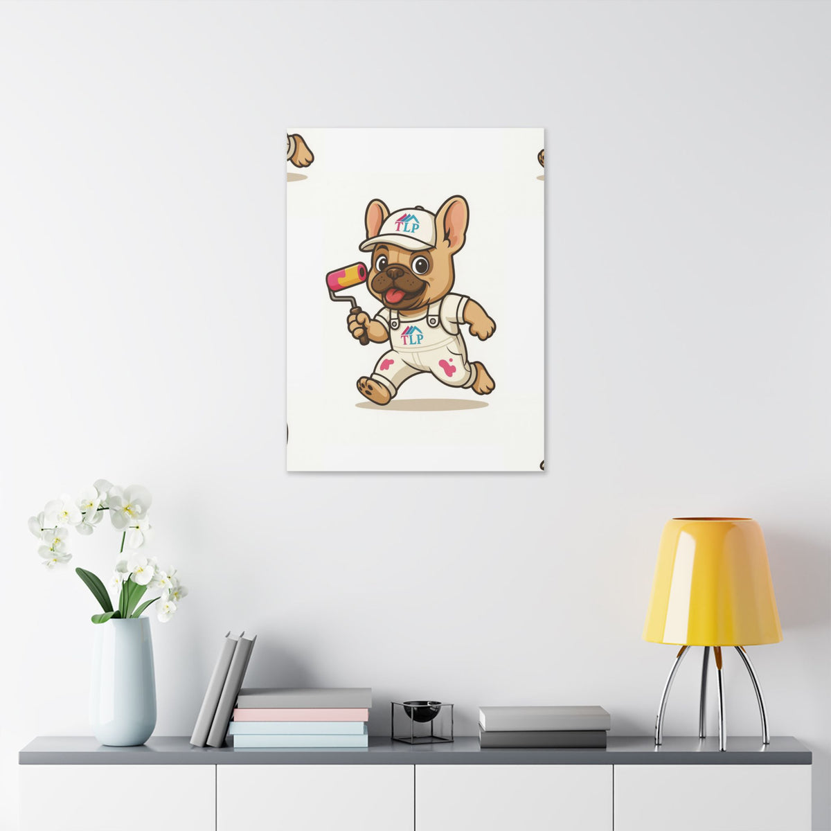 French Bulldog Painter Canvas - Cute Dog Art Stretched Wall Decor