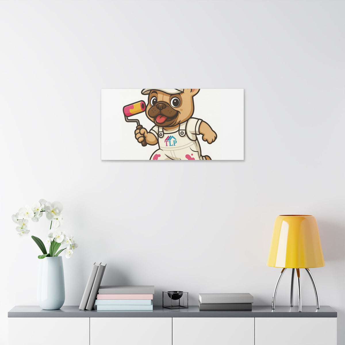 French Bulldog Painter Canvas - Cute Dog Art Stretched Wall Decor