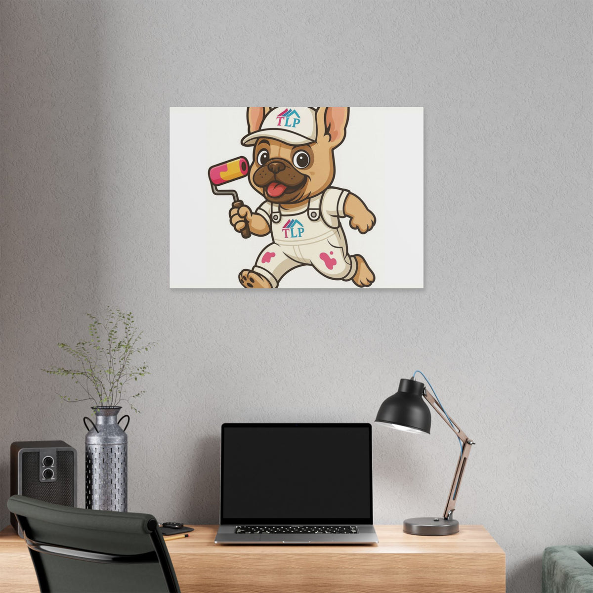 French Bulldog Painter Canvas - Cute Dog Art Stretched Wall Decor