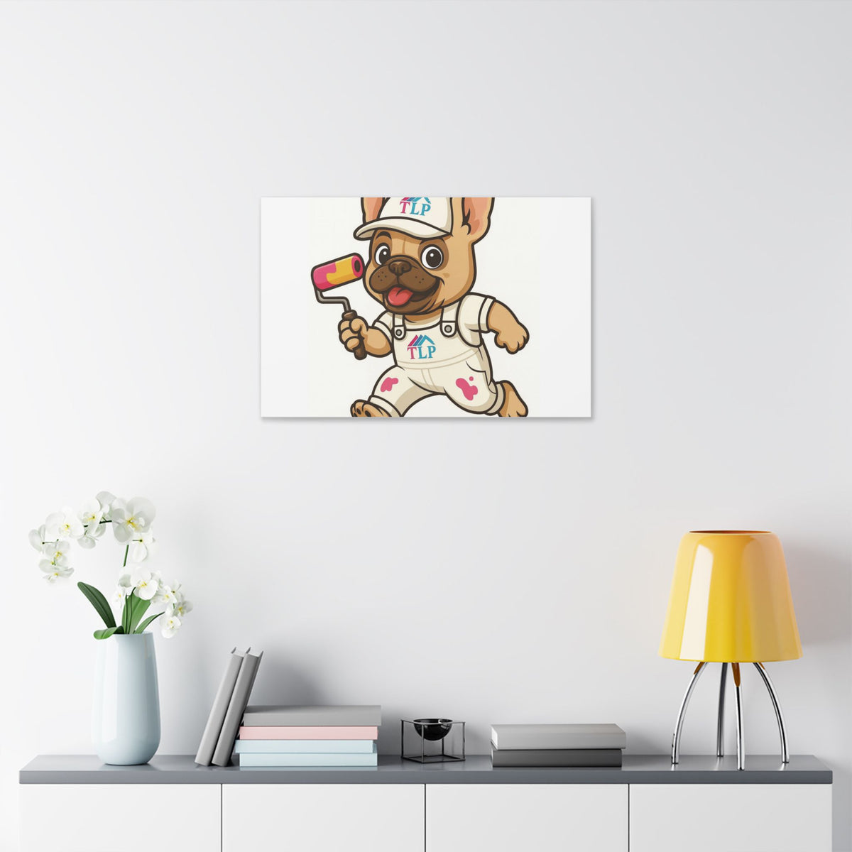 French Bulldog Painter Canvas - Cute Dog Art Stretched Wall Decor