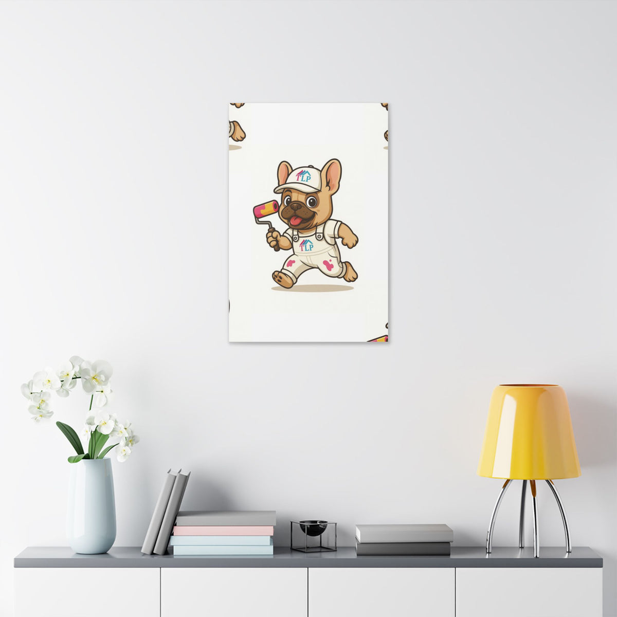 French Bulldog Painter Canvas - Cute Dog Art Stretched Wall Decor