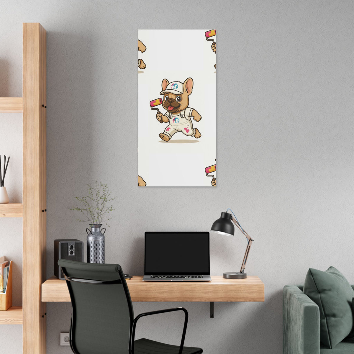 French Bulldog Painter Canvas - Cute Dog Art Stretched Wall Decor
