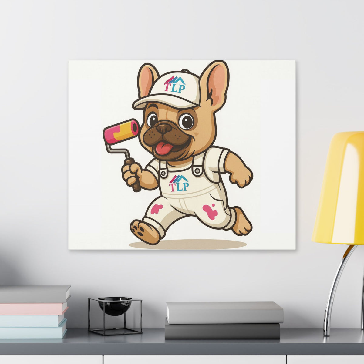 French Bulldog Painter Canvas - Cute Dog Art Stretched Wall Decor