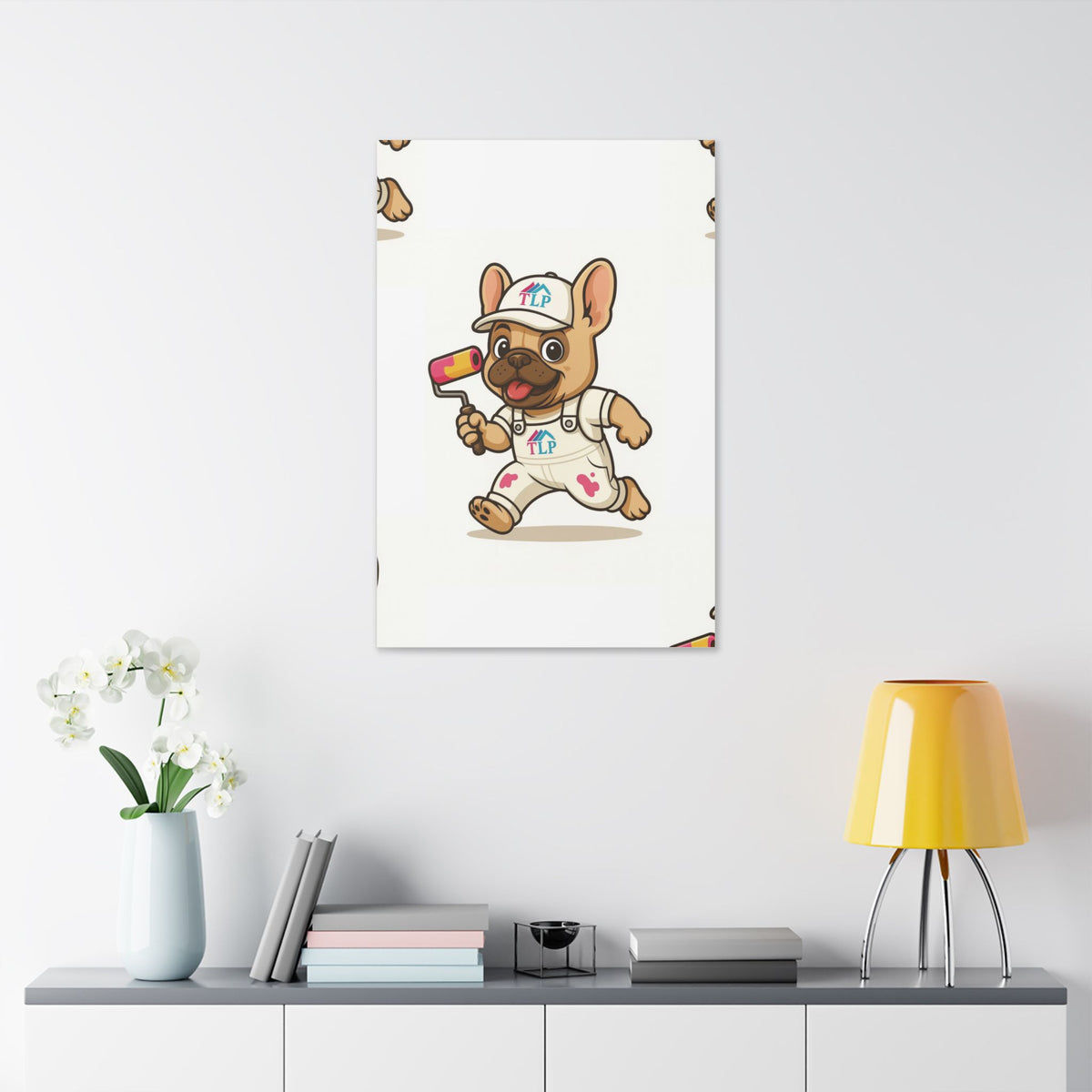 French Bulldog Painter Canvas - Cute Dog Art Stretched Wall Decor