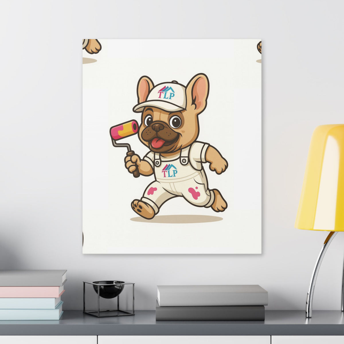 French Bulldog Painter Canvas - Cute Dog Art Stretched Wall Decor