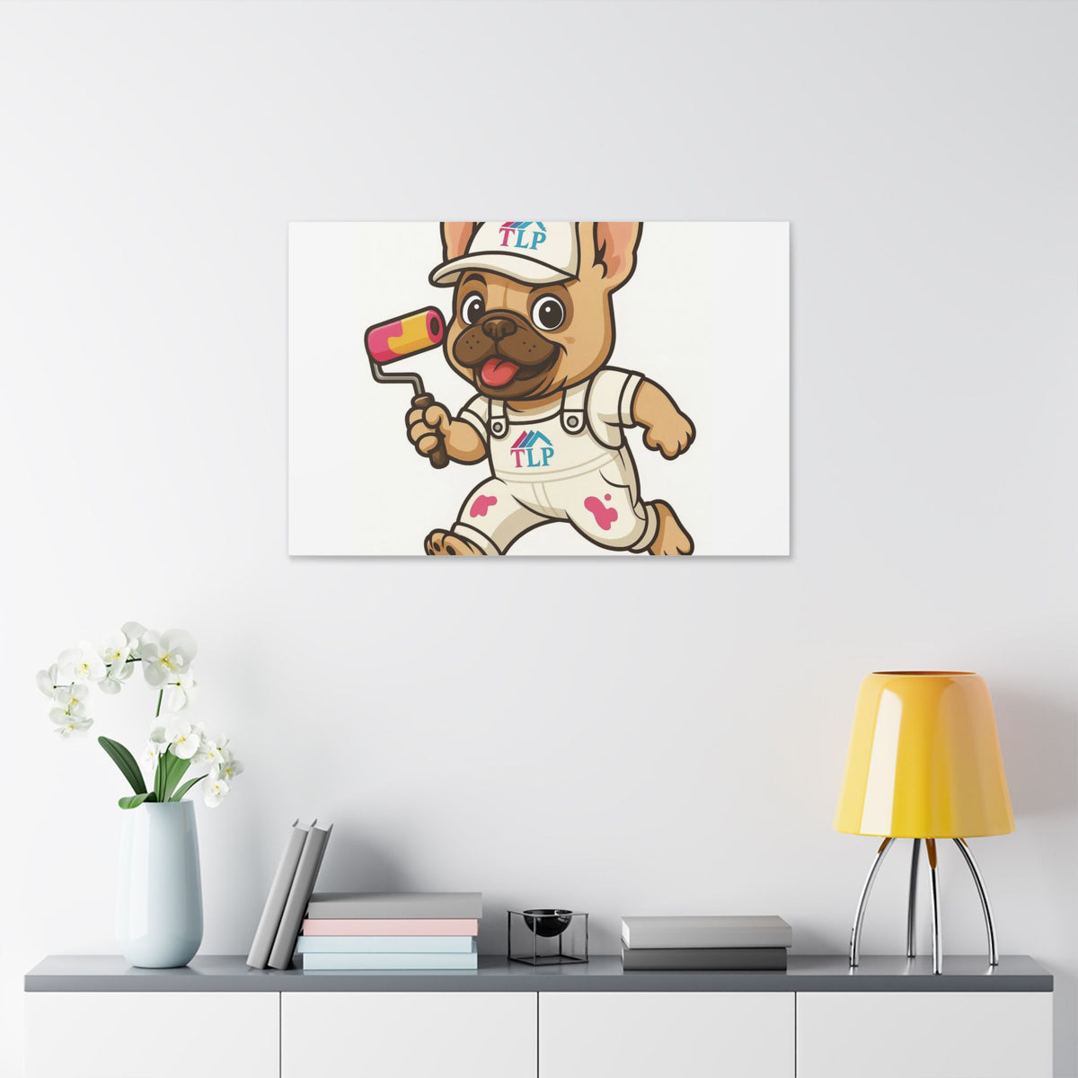 French Bulldog Painter Canvas - Cute Dog Art Stretched Wall Decor