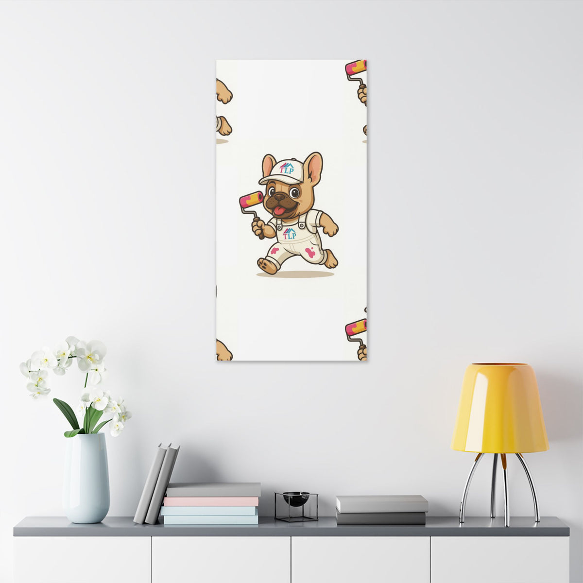 French Bulldog Painter Canvas - Cute Dog Art Stretched Wall Decor