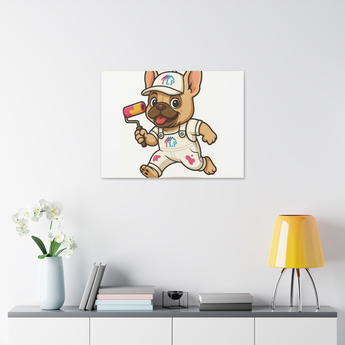 French Bulldog Painter Canvas - Cute Dog Art Stretched Wall Decor